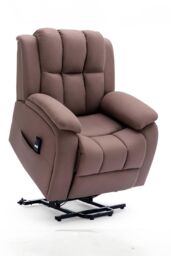 More4Homes Brookline Electric Technology Fabric Single Motor Rise Recliner Chair in Light Brown - thumbnail 4
