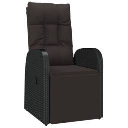 Berkfield Home Reclining Garden Chairs with Cushions 2 pcs Black Poly Rattan - thumbnail 3