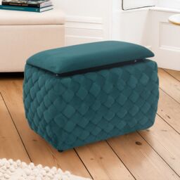Artemis Home Plumeo Velvet Storage Ottoman in Dark Green - thumbnail 1