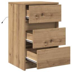 Berkfield Home Bedside Cabinet with LED Lights Artisan Oak Engineered Wood in Brown - thumbnail 5