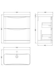 Balterley Bathroom Floor Standing 2 Drawer Vanity, Ceramic Basin, Grey, 800mm in Grey - thumbnail 5