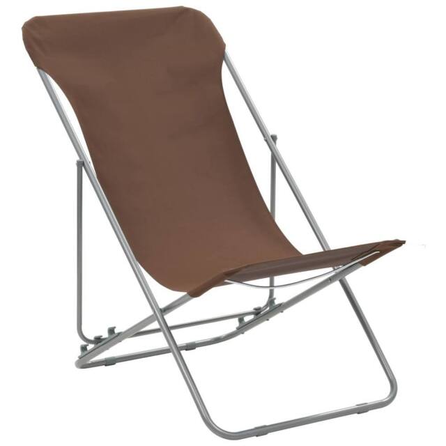 Berkfield Home Folding Beach Chairs 2 pcs Steel & Oxford Fabric Brown - image 1