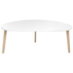 Wyld and Coco White Laminated Wood Coffee Table Pine Wood Legs Irregular Oversized - thumbnail 3