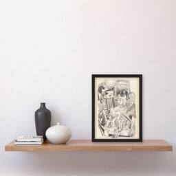 Artery8 The Patriotic Song Pencil Drawing Beckmann Framed Wall Art Print in Beige - Size: A3 - thumbnail 2