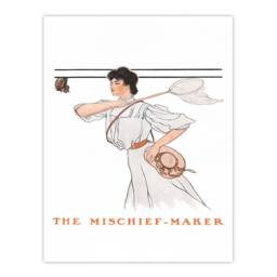 Artery8 Edward Penfield Framed Wall Art Mischief Maker Woman With Butterfly Net in White - Size: A4 - thumbnail 3