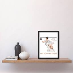 Artery8 Edward Penfield Framed Wall Art Mischief Maker Woman With Butterfly Net in White - Size: A4 - thumbnail 2