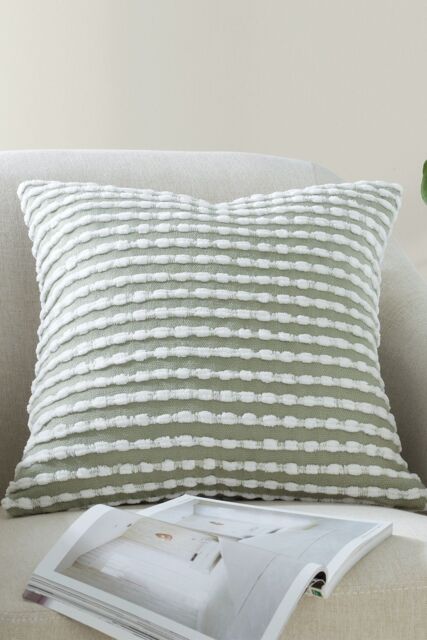 Catherine Lansfield 'Stab Stitch' Cushion in Green - Size: 43 cm x 43 cm - image 1
