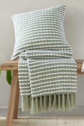 Catherine Lansfield 'Stab Stitch' Cushion in Green - Size: 43 cm x 43 cm - thumbnail 4