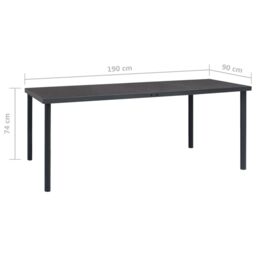 Berkfield Home Outdoor Dining Table Anthracite 190x90x74 cm Steel in Black - Size: 190 x 90 x 74 cm - thumbnail 6