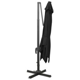 Berkfield Home Cantilever Umbrella with Pole & LED Lights Black 300 cm - thumbnail 3