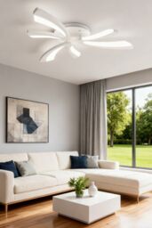 Living and Home Modern Art Flower Flush Mount Ceiling Light in White - thumbnail 1