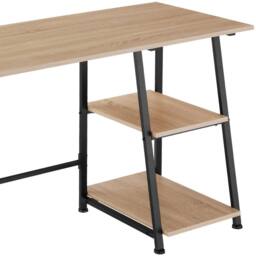 tectake Desk Paisley - Trapezoidal Frame, Shelf With 2 Storage Compartments in Light Oak - thumbnail 9