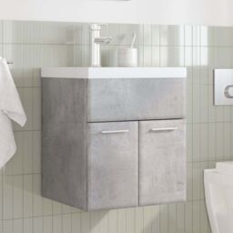 Berkfield Home 2 Piece Bathroom Furniture Set Concrete Grey Engineered Wood - thumbnail 3