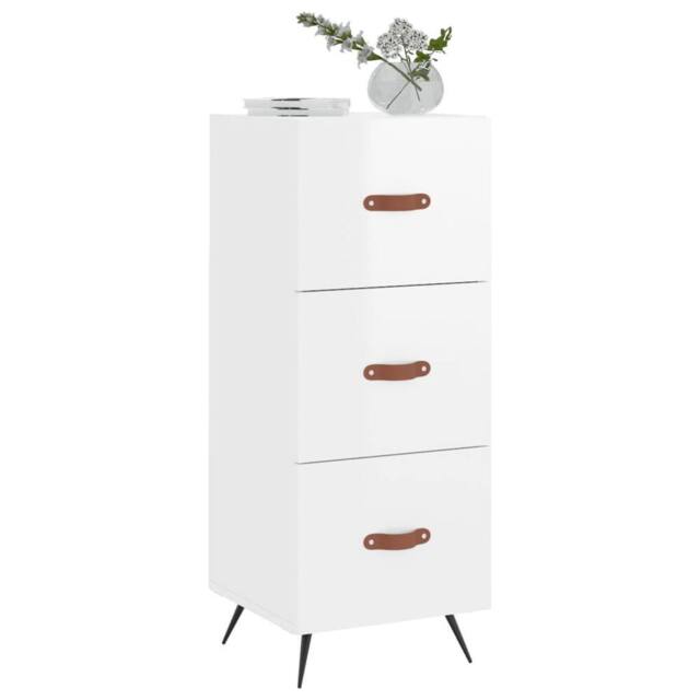 Berkfield Home Sideboard High Gloss White 34.5x34x90 cm Engineered Wood - image 1