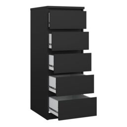 Furniture To Go Naia Narrow Chest of 5 Drawers in Black - thumbnail 4