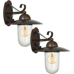 Loops 2 PACK IP44 Outdoor Wall Light Antique Brown Steel Fisherman Lamp 1x 60W E27 in Metallics