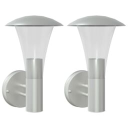Berkfield Home Outdoor Wall Lights 2pcs Silver Stainless Steel - thumbnail 2
