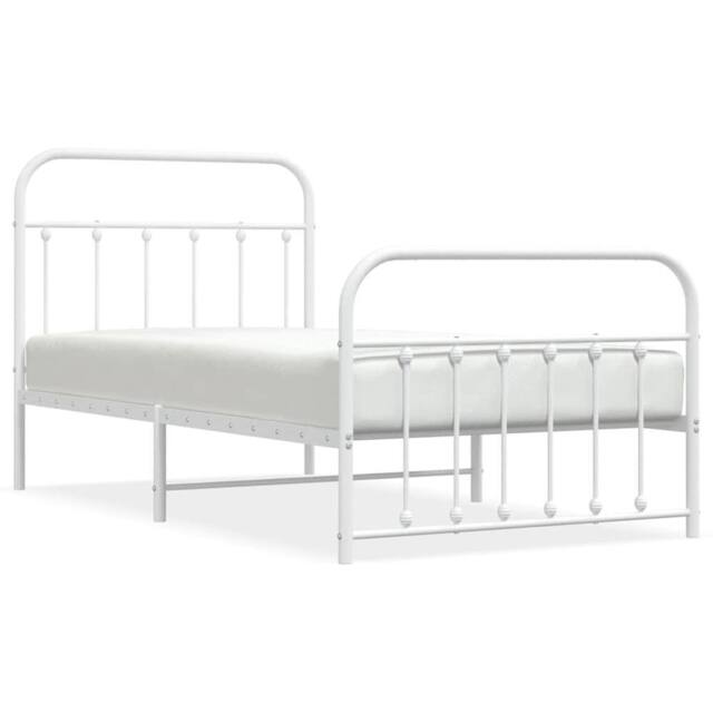Berkfield Home Metal Bed Frame with Headboard & Footboard White 100x190 cm - image 1