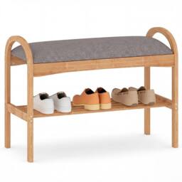 Gymax 2-Tier Shoe Rack With Padded Cushion & Shelf Shoe Bench For Entryway in Grey - thumbnail 1