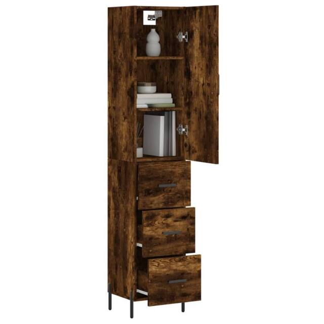 Berkfield Home Highboard Smoked Oak 34.5x34x180 cm Engineered Wood in Brown - image 1