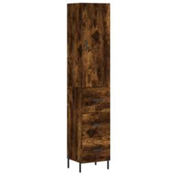 Berkfield Home Highboard Smoked Oak 34.5x34x180 cm Engineered Wood in Brown - thumbnail 3