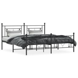 Berkfield Home Metal Bed Frame without Mattress with Footboard Black 183x213cm - Size: 183x213 cm - thumbnail 3