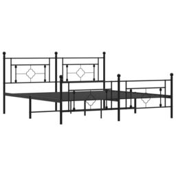 Berkfield Home Metal Bed Frame without Mattress with Footboard Black 183x213cm - Size: 183x213 cm - thumbnail 4