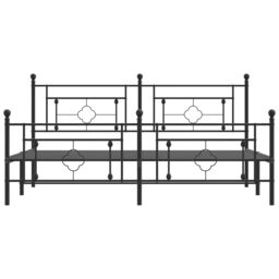 Berkfield Home Metal Bed Frame without Mattress with Footboard Black 183x213cm - Size: 183x213 cm - thumbnail 5