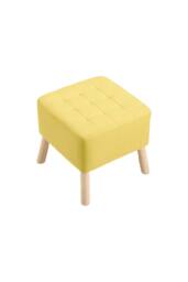 Living and Home Linen Upholstered Footstool in Yellow - thumbnail 5