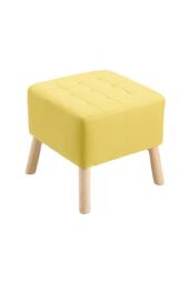Living and Home Linen Upholstered Footstool in Yellow - thumbnail 4