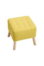 Living and Home Linen Upholstered Footstool in Yellow - thumbnail 6