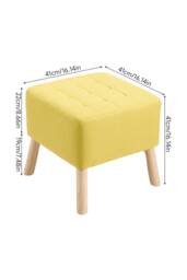 Living and Home Linen Upholstered Footstool in Yellow - thumbnail 3