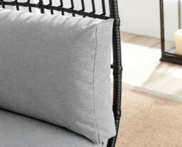 FurnitureboxUK Grey Rattan Garden Egg Chair in PE Resin Rattan for Outdoors & 15cm Luxuriously Thick Cushions - Patio Chair in Black - thumbnail 7