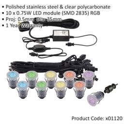 Loops Recessed Decking IP67 Smart Guide Light Kit - 10 x 0.75W RGB LED Module - thumbnail 2