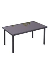 Garden Sanctuary 150cm W x 90cm D Wicker Tempered Glass Garden Dining Table in Black - Size: 150 cm W x 90 cm D - thumbnail 4