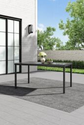 Garden Sanctuary 150cm W x 90cm D Wicker Tempered Glass Garden Dining Table in Black - Size: 150 cm W x 90 cm D - thumbnail 1