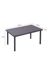 Garden Sanctuary 150cm W x 90cm D Wicker Tempered Glass Garden Dining Table in Black - Size: 150 cm W x 90 cm D - thumbnail 6