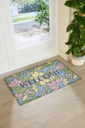 Artsy Mats Welcome Pastel Flowers Doormat - Size: 60 cm x 90 cm - thumbnail 2