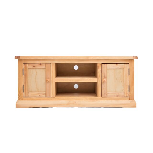 Cabinet Bits Lucca Waxed 2 Door TV Cabinet Wood Knob in Light Brown - image 1