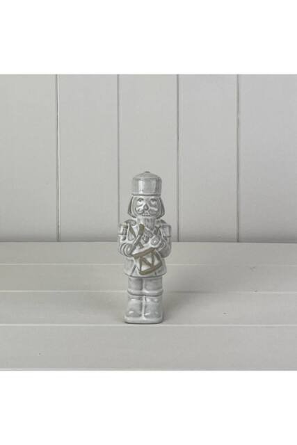 KDMD Grey Classic Glazed Ceramic Nutcracker Ornament with Textured Detail - image 1