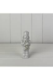 KDMD Grey Classic Glazed Ceramic Nutcracker Ornament with Textured Detail - thumbnail 1