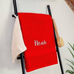 Duncan Stewart Personalised Luxury Cotton Bath Sheet in Red - thumbnail 1