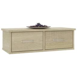 Berkfield Home Decorative Wall-mounted Drawer Shelf Sonoma Oak 60x26x18.5 cm Eng in Light Tan