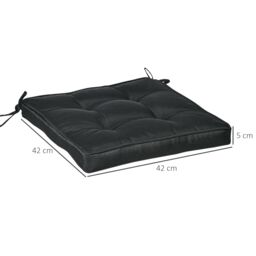 OUTSUNNY 42 x 42cm Replacement Garden Seat Cushion Pad with Ties in Black - Size: 42 x 42 cm - thumbnail 3