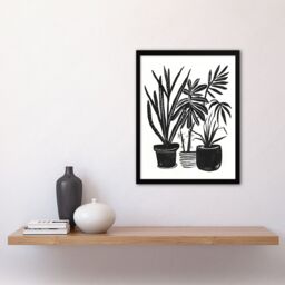 Artery8 Plant Lover Houseplant Pots Black Watercolour Framed Art Print - Size: A4 - thumbnail 4