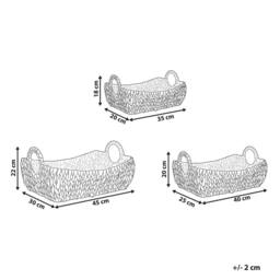Wyld and Coco Handmade Water Hyacinth Basket Set 3 Pack with Metal Frame in Natural - thumbnail 4