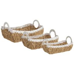 Wyld and Coco Handmade Water Hyacinth Basket Set 3 Pack with Metal Frame in Natural - thumbnail 2