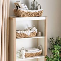 Wyld and Coco Handmade Water Hyacinth Basket Set 3 Pack with Metal Frame in Natural
