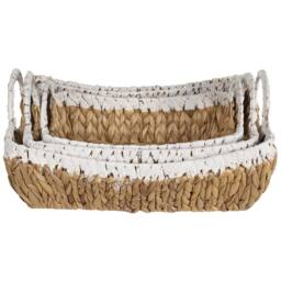 Wyld and Coco Handmade Water Hyacinth Basket Set 3 Pack with Metal Frame in Natural - thumbnail 3