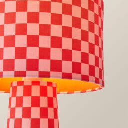 ValueLights Pritchard Pink Checkerboard Shade Full Fabric Table Lamp with LED Bulb in Bright Pink - thumbnail 4